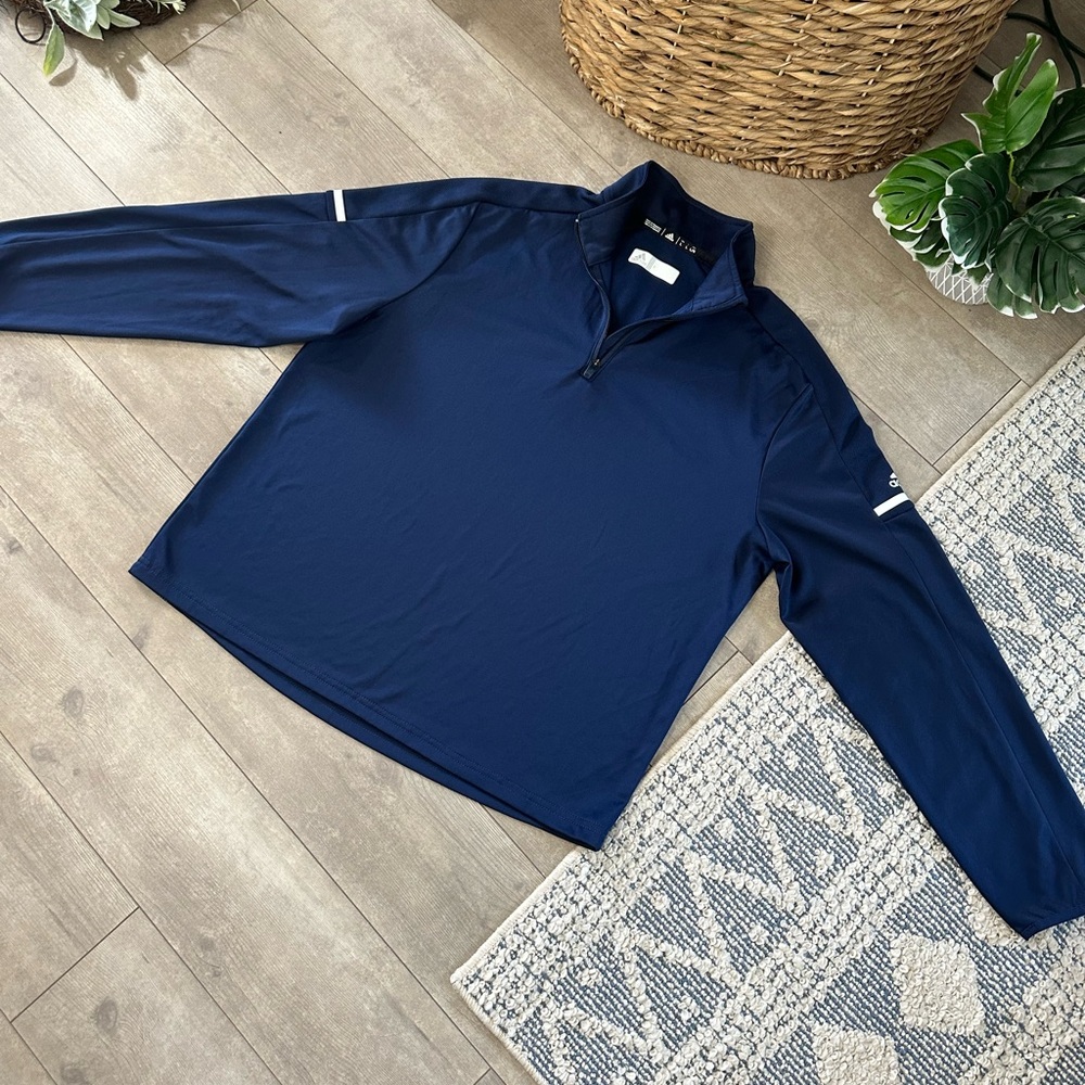 Y2k Adidas Blue Performance Pullover Quarter-Zip … - image 8